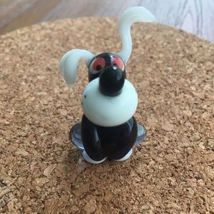 Vintage hand blown glass blue dog figurine